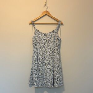 Altar'd State White and blue floral print mini dress